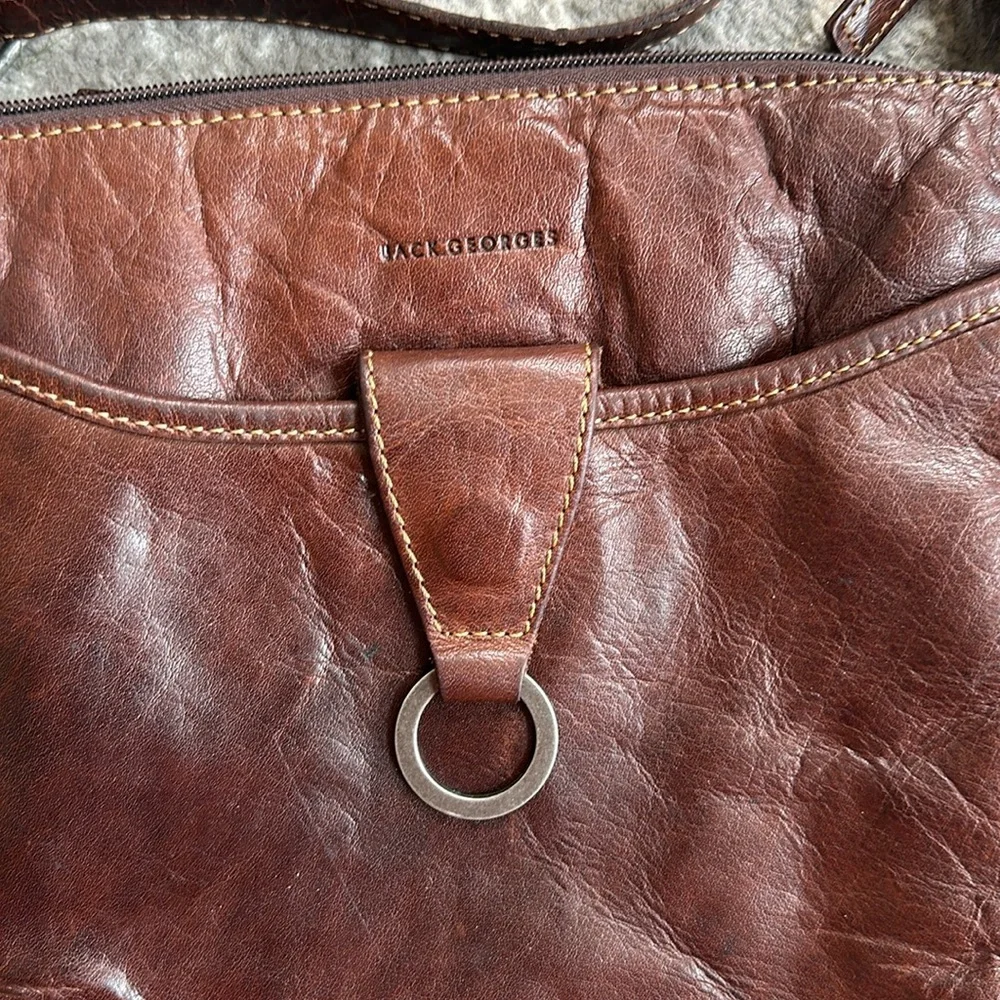 Jack Georges Genuine Leather Crossbody Voyager Handbag - Picture 4 of 16